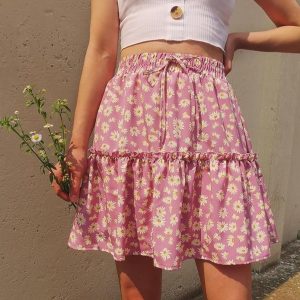 Jupe fleurie courte femme