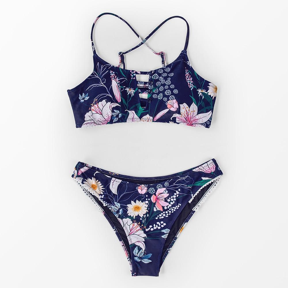 Maillot de bain bleu fleuri – Image 3