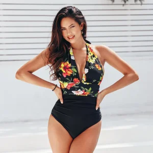 Maillot de bain fleuri 1 pièce