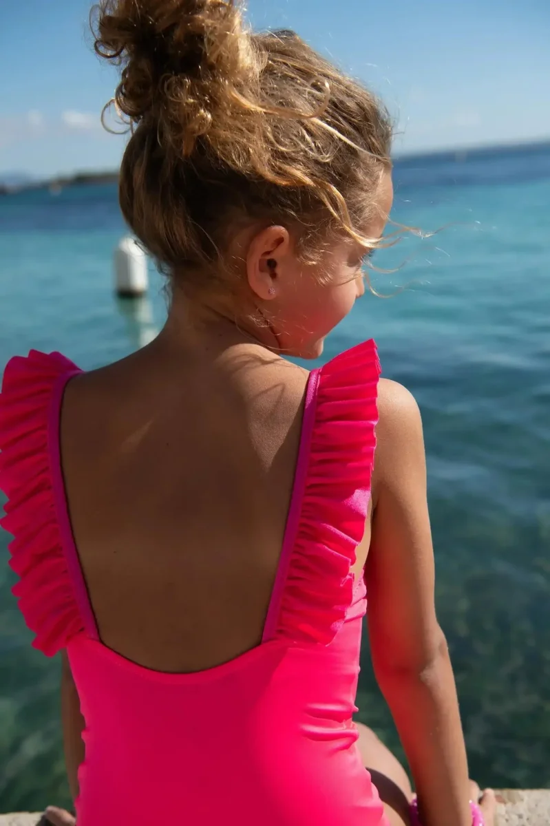 Maillot de bain une pièce fille à volants, UPF50+, rose flashy | BORA BORA 1P – Image 4