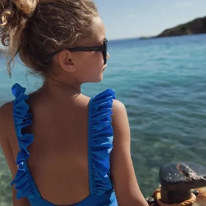 Maillot de bain une pièce fille anti UV à volants, bleu royal | BORA BORA 1P