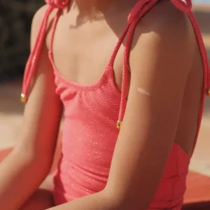 Maillot de bain une pièce fille, corail / or | BAHAMAS 1P