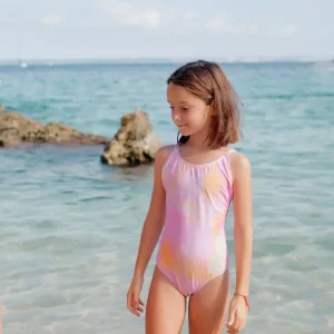 Maillot une pièce anti UV fille, imprimé rose | KOKOMO 1P