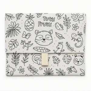 Pochette enfant en tissu à colorier jungle lavable et réutilisable