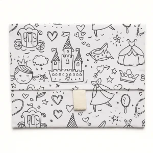 Pochette enfant en tissu à colorier princesses lavable et réutilisable