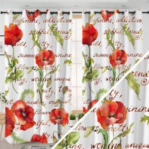 Rideau avec motif coquelicot