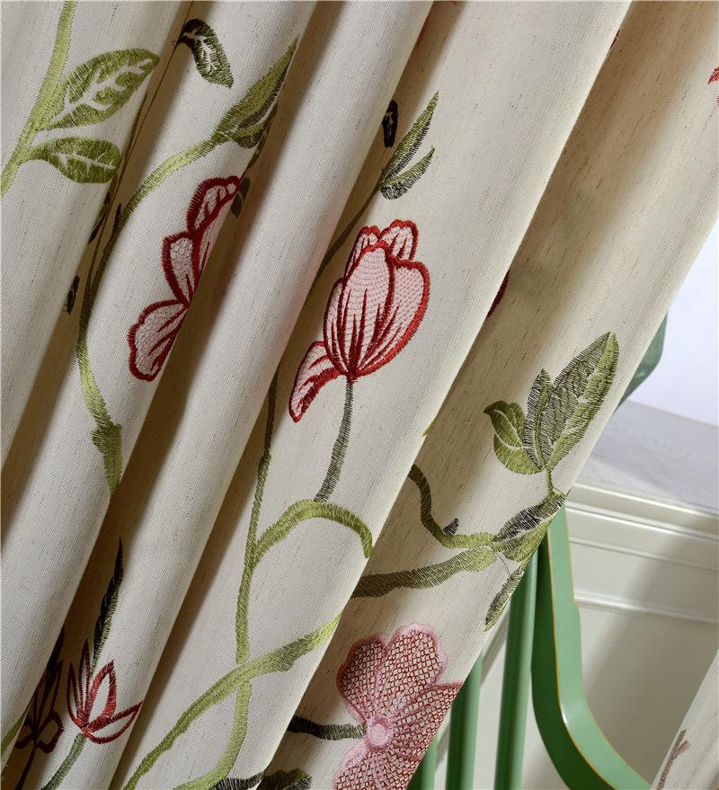 Rideau fleuri beige – Image 4