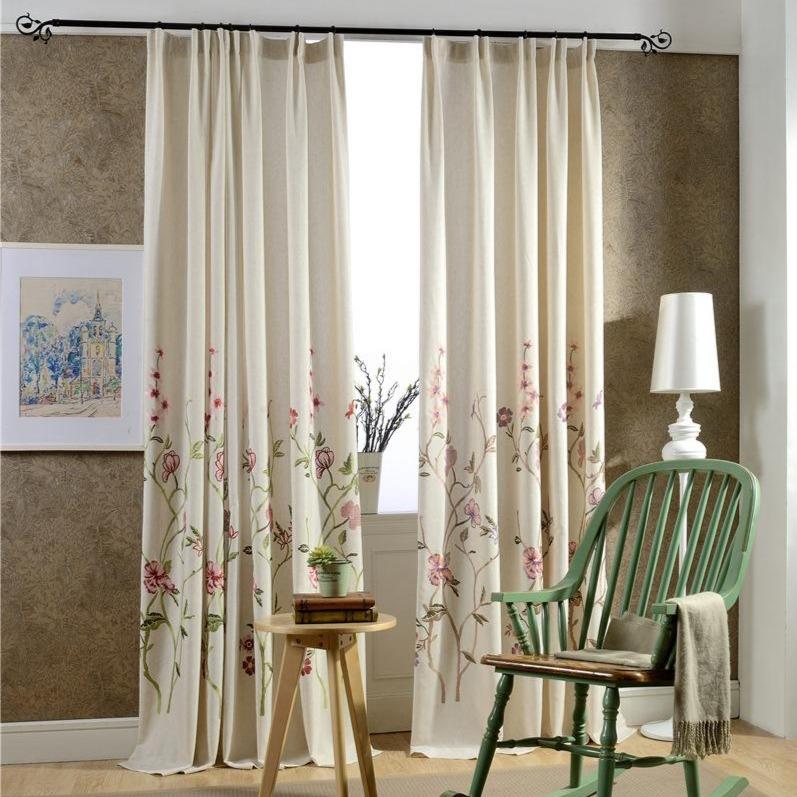 Rideau fleuri beige – Image 3