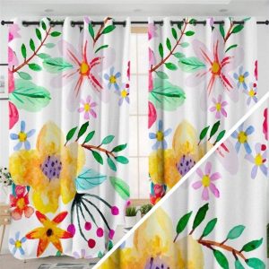 Rideau fleurs multicolores