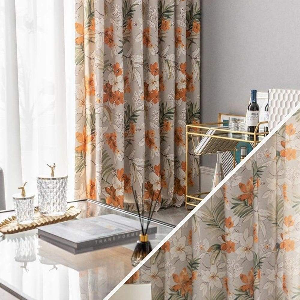 Rideaux fleurs orange – Image 2