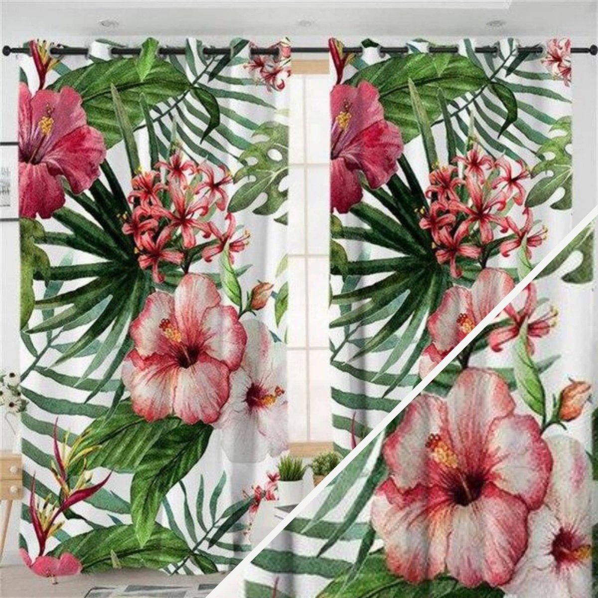 Rideaux fleurs tropicales