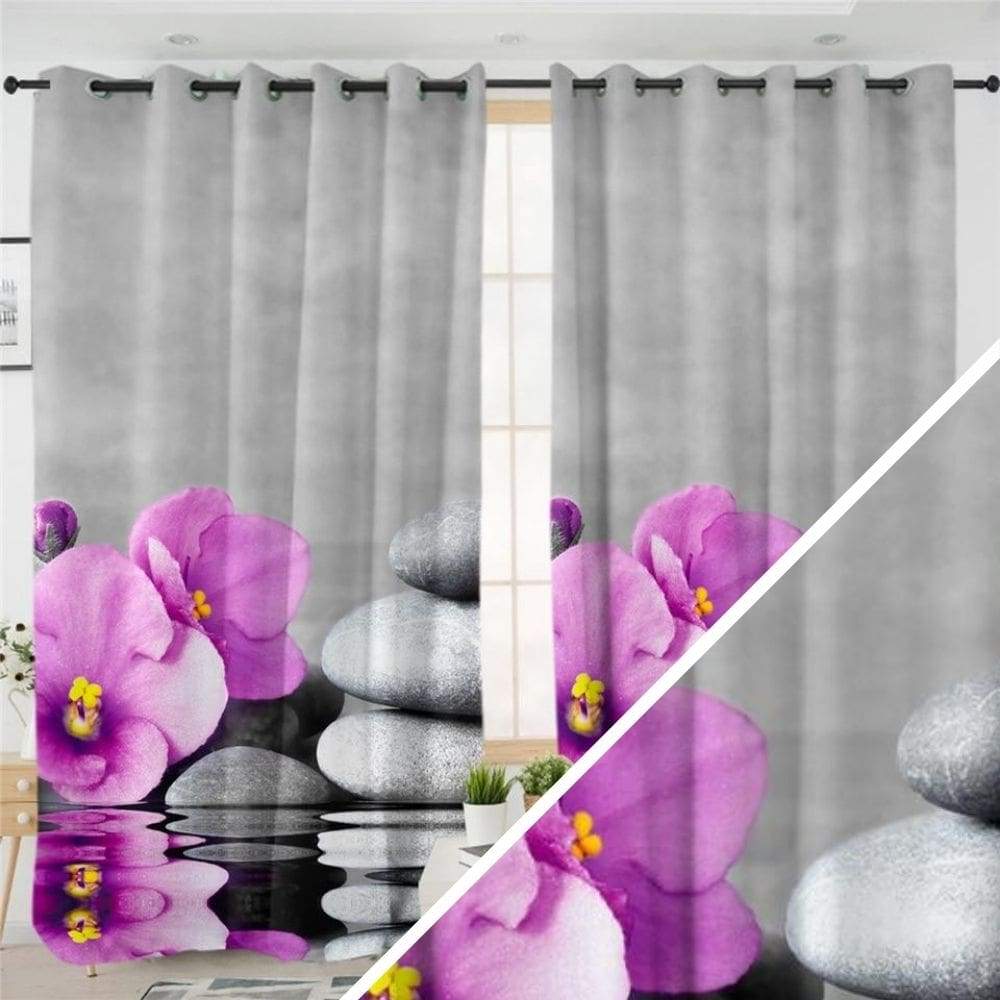 Rideaux galets orchidées