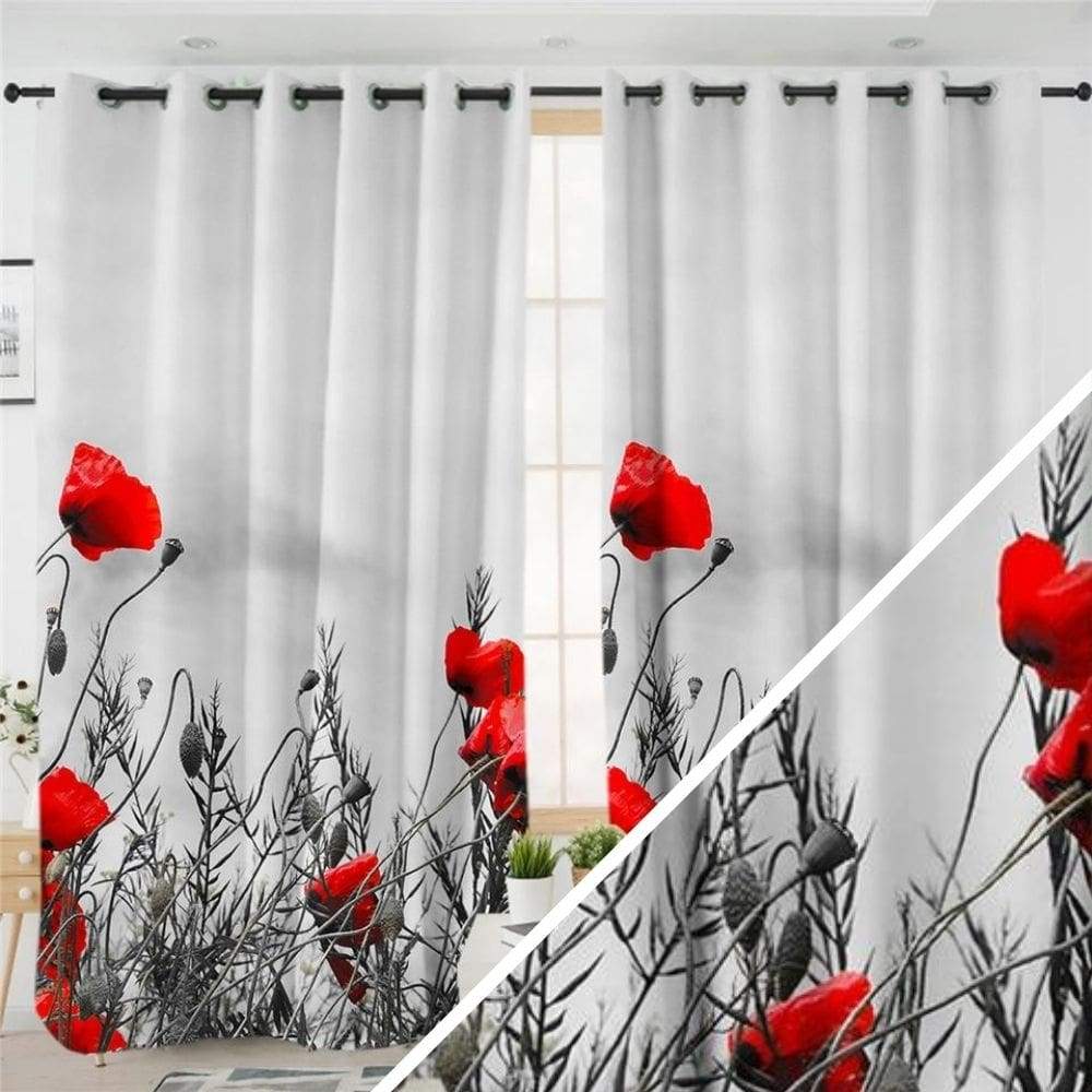 Rideaux gris coquelicots – Image 2