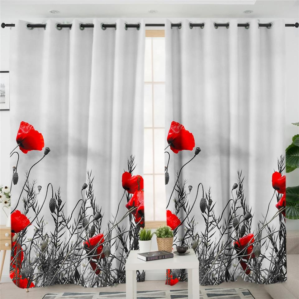 Rideaux gris coquelicots – Image 3