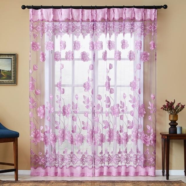 Rideaux roses imprimés fleuris – Image 3