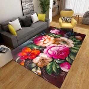Tapis salon motif floral