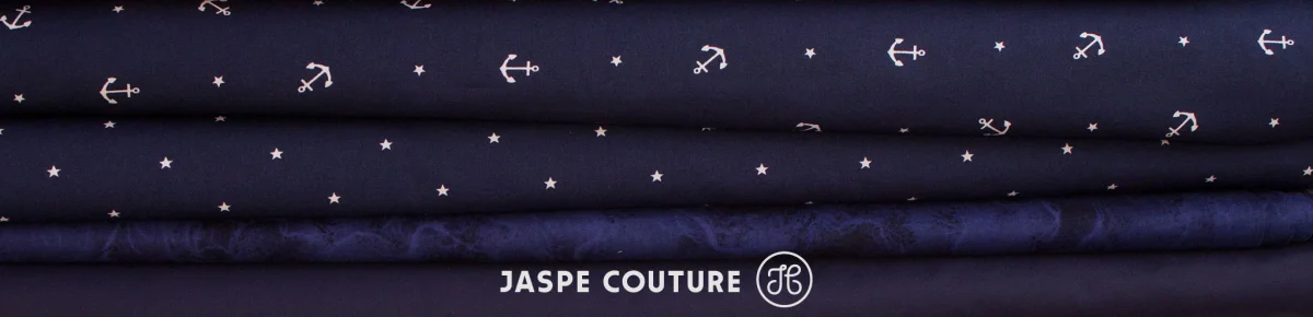 Tissu coton motifs ancre marine foncé 50cm – Image 3