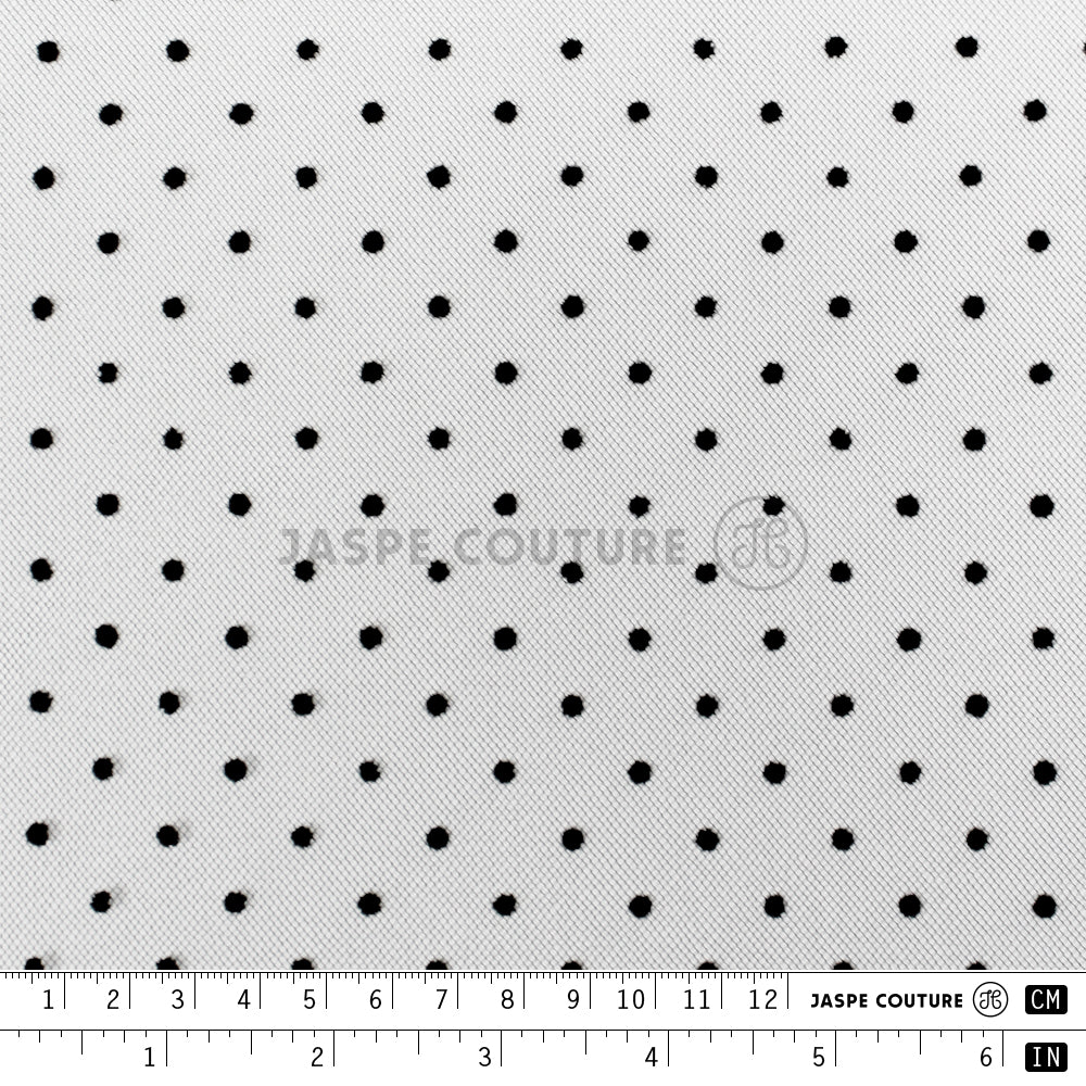 Tissu tulle floque à pois noir sur fonds noir Ravello, 50cm – Image 3
