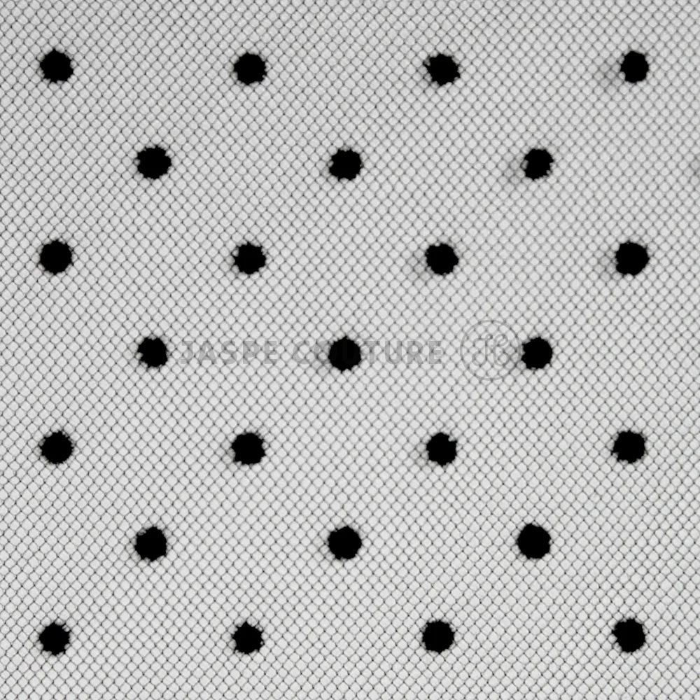 Tissu tulle floque à pois noir sur fonds noir Ravello, 50cm – Image 4