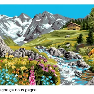 Toile canevas à broder, Luc Créations, La montagne çà nous gagne