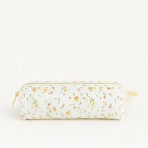 Trousse à crayons enfant école personnalisée en gaze de coton fleurs faite main