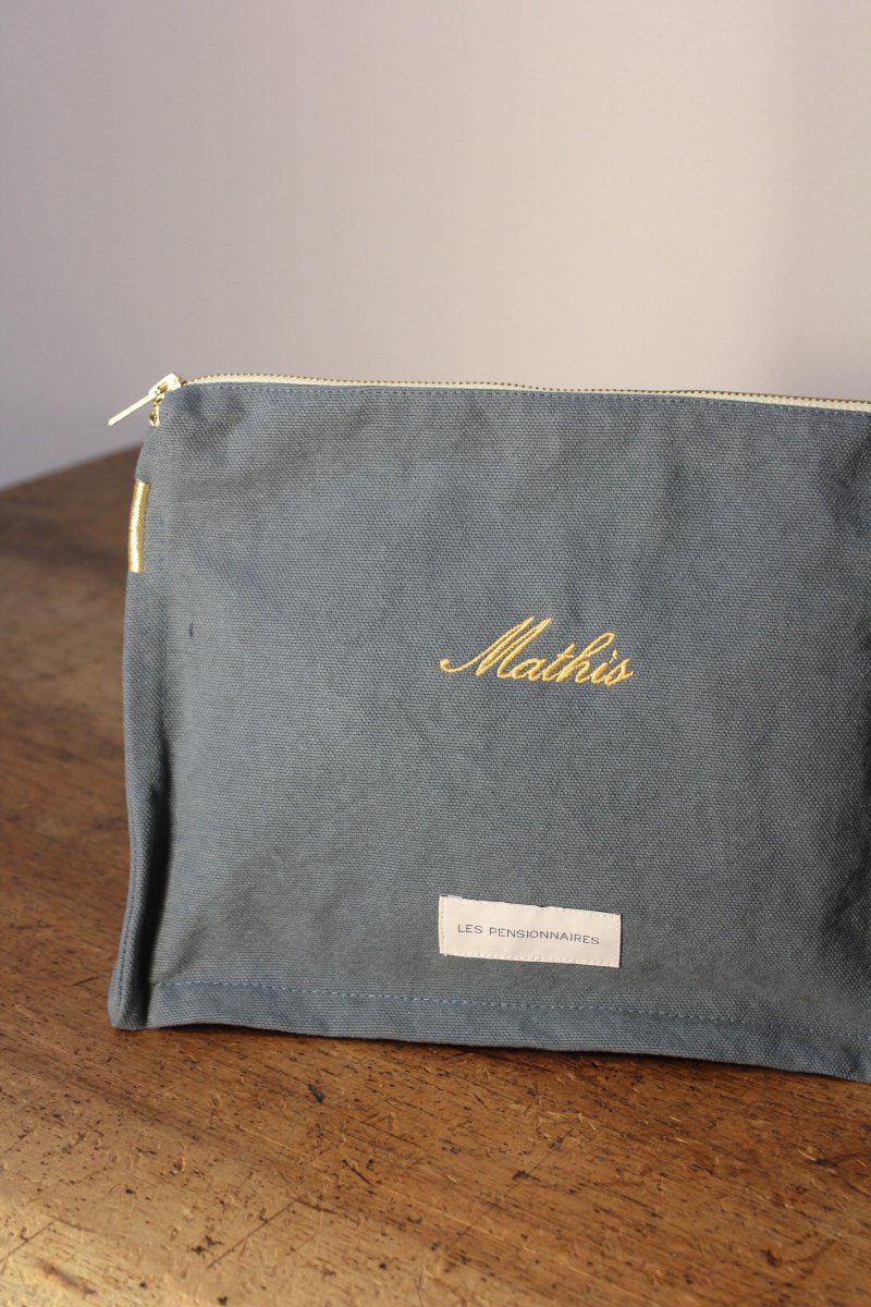 Trousse de toilette bleu horizon en épaisse toile de coton bio – Image 4