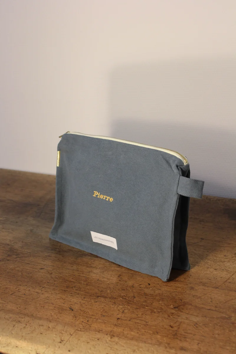 Trousse de toilette bleu horizon en épaisse toile de coton bio – Image 7