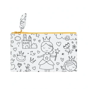 Trousse enfant en tissu à colorier lavable et réutilisable motifs princesses
