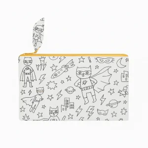 Trousse enfant en tissu à colorier lavable et réutilisable motifs superhéros