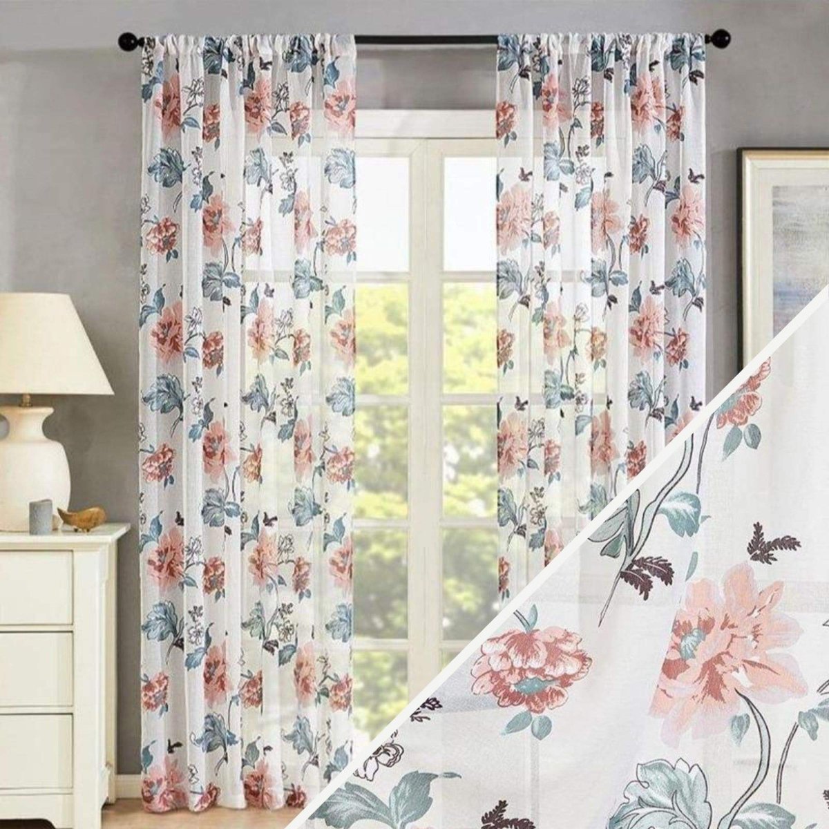 Voilage blanc fleuri – Image 2